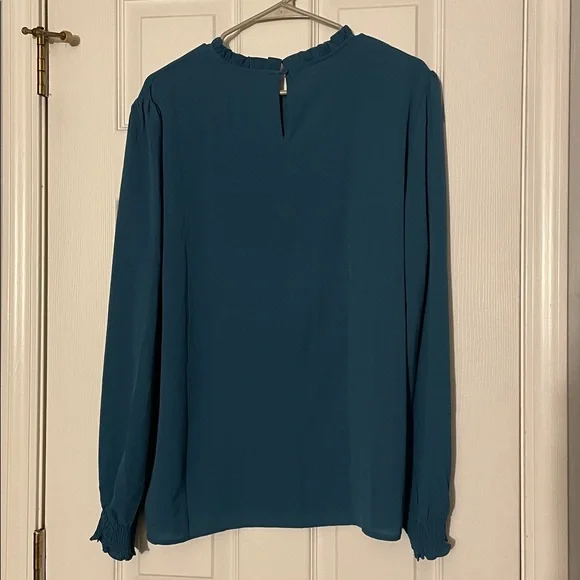 Teal Women's Top with Ruffle Details - Picture 4 of 4